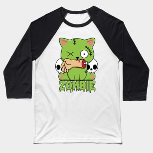 Horror Zombie Cat Baseball T-Shirt